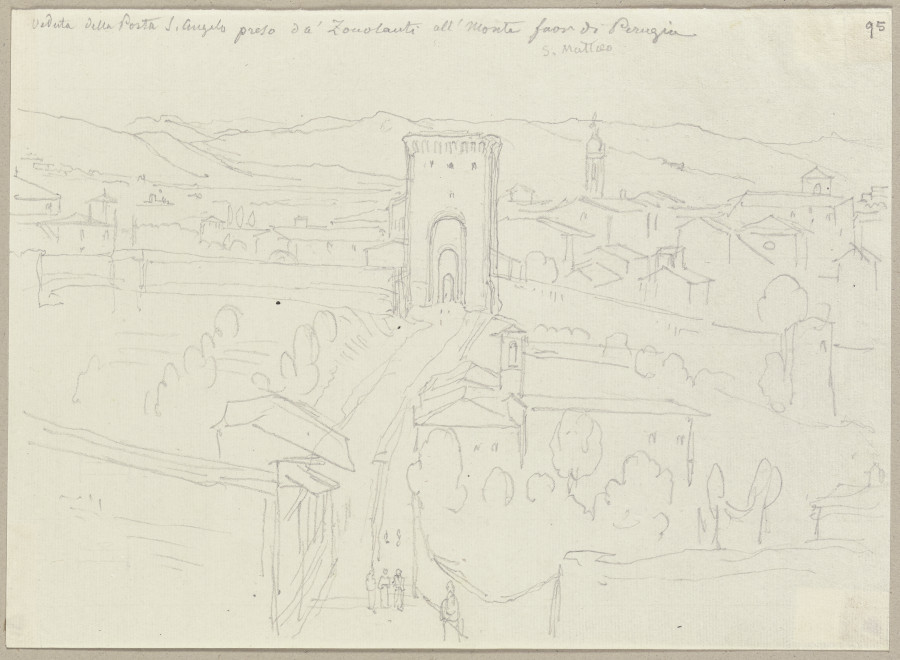 Perugia, mit Blick auf die Porta di SantAngelo, welche auf den Berg zu den Franziskanern führt à Johann Ramboux