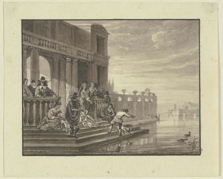 Szene an einem italienischen Palast à Johann Friedrich Morgenstern