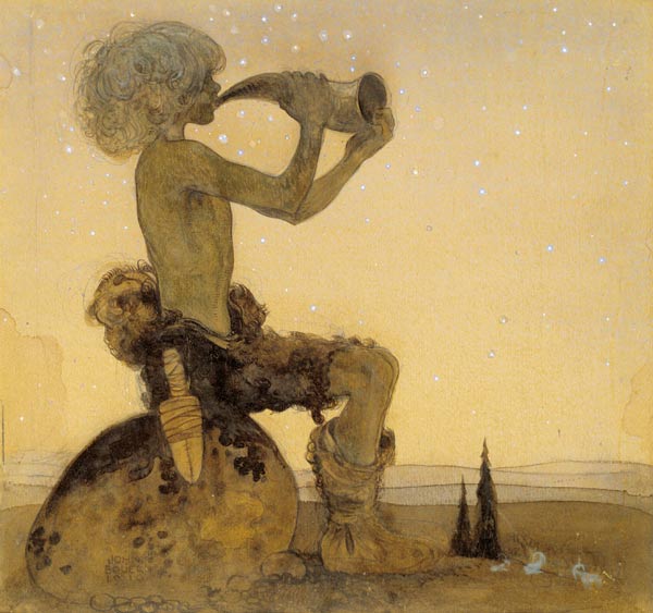 A Fairy Shepherd, 1910 (w/c on paper) à John Bauer