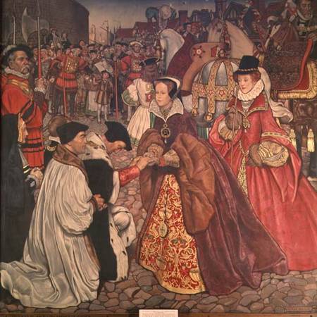 Queen Mary (1516-58) and Princess Elizabeth (1533-1603) entering London, 1553 à John Byam Liston Shaw