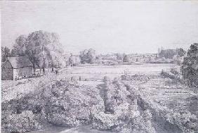 View of East Bergholt over the kitchen garden of Golding, Constable's house