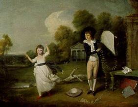 Henry Frederick Bouverie et sa soeur avec le cerf-volant