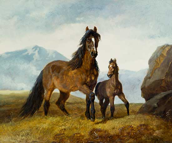 A Welsh Mountain Mare and Foal à John Frederick Herring l'Ancien