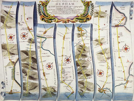 Road from Whitby to Durham, from John Ogilby's 'Britannia', published London, 1675 à John Ogilby