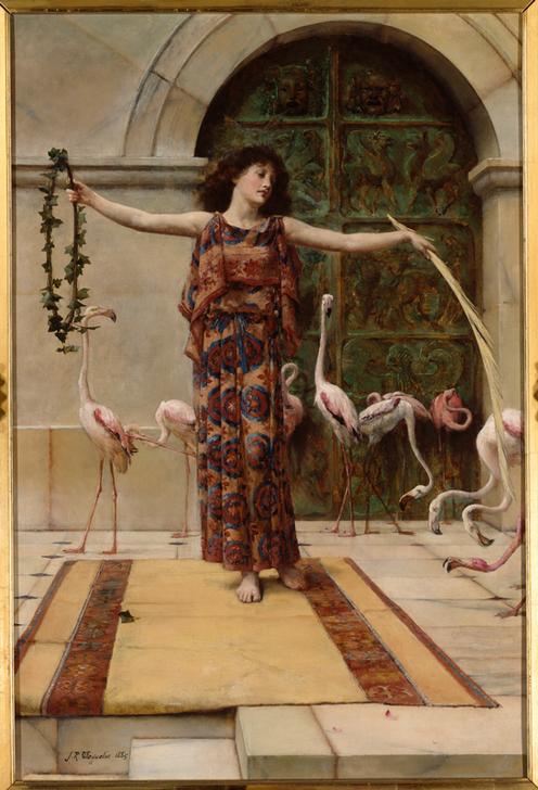 A Young Girl with Flamingos à John Reinhard Weguelin