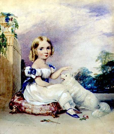Portrait of a Little Girl with a Dog à John Rogers Herbert