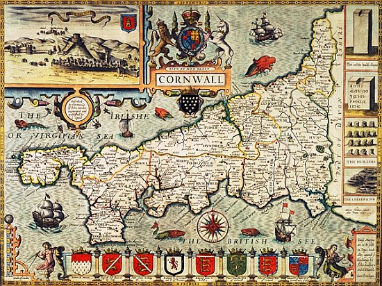Map of Cornwall from the ''Theatre of the Empire of Great Britain'', pub. in London George Humble, 1 à John Speed