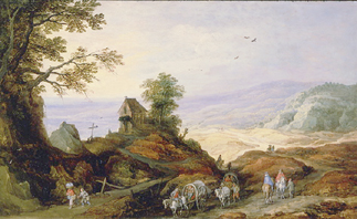 Landschaft mit einer Kapelle auf einem Hügel à Joos de Momper le Jeune