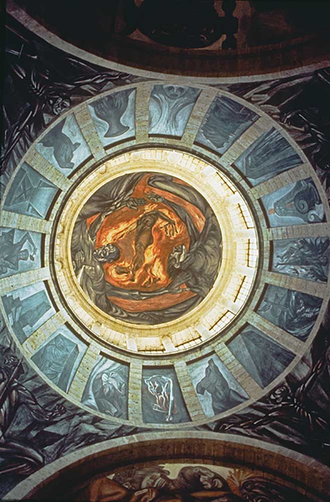 Dream, Contemplation, Dominian - Flame of the Spirit, Mural from the Interior of the Hospital Cabaia à José Clemente Orozco