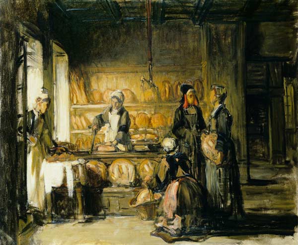Interior of a Breton Boulangerie, c.1906 (oil on canvas) à Joseph Bail