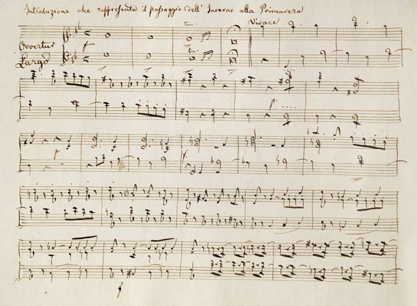 Ouverture from the score of ''Spring'', from the oratorio ''The Seasons'', first performed April à Joseph Haydn