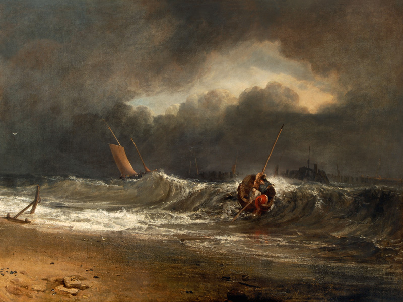Fishermen upon a lee-shore in squally weather à William Turner