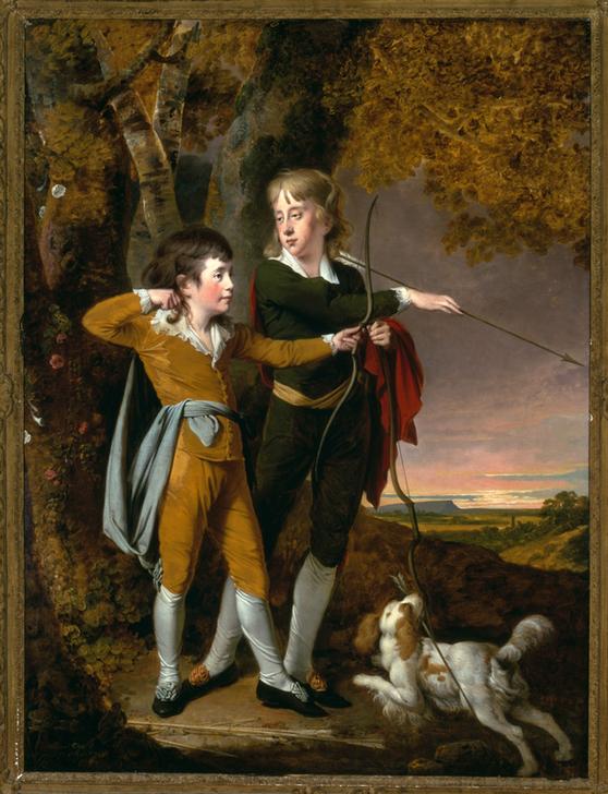 The boy archers (Jungen beim Bogenschießen) à Joseph Wright of Derby