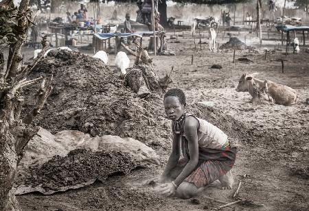 A scene of a Mundari camp - South Sudan