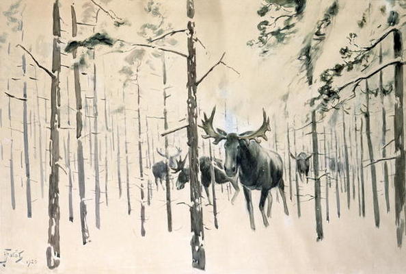 Moose, 1920 (w/c on paper) à Julian Falat