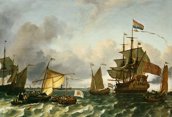 The Frigate Princes Maria, Flying The Standard Of Prince William Of Orange, On The Ij Off Durgerdam, à Julius Jacobus de Sande Bakhuizen