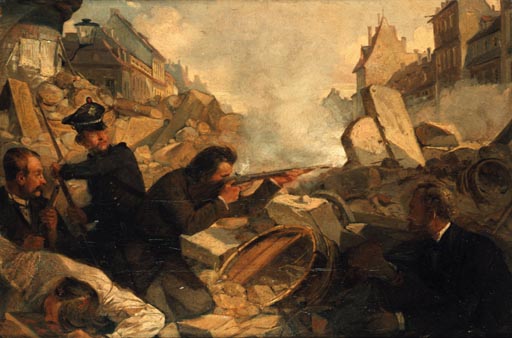 Barrikadenkampf im Mai 1849 à Julius Scholtz