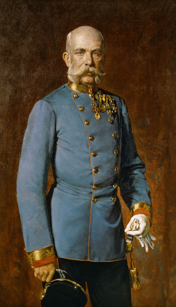 Emperor Franz Joseph of Austria in unifo - Julius von Blaas en reproduction  imprimée ou copie peinte à l\'huile sur toile