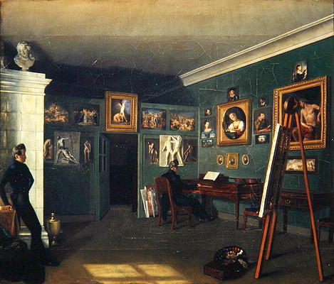 The Painter's Studio, 1830 (oil on canvas) à Kapiton Selentsov