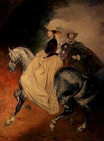 portrait J.I. Mjussora et E.M jussar à cheval à Karl Pavlovich Bryullov
