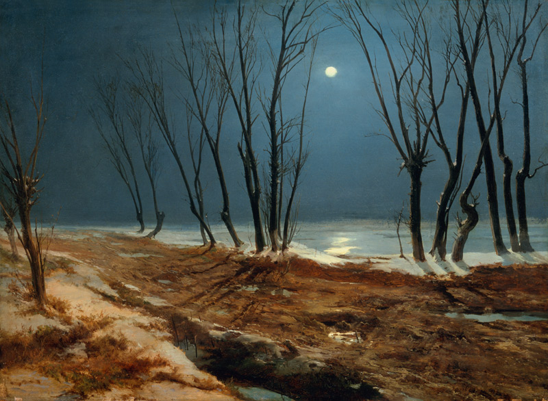 Paysage en hiver sous un clair de lune à Carl Eduard Ferdinand Blechen