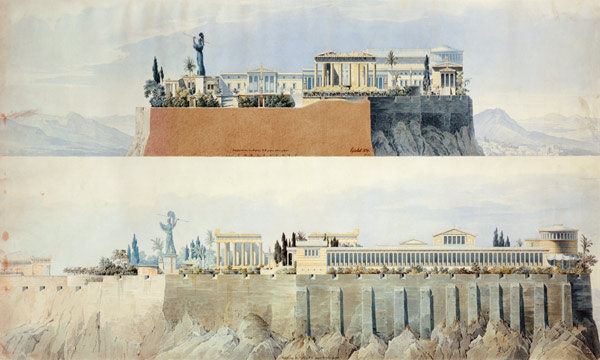 Vues de l‘Acropole vers l‘Est et le Nord à Karl Friedrich Schinkel