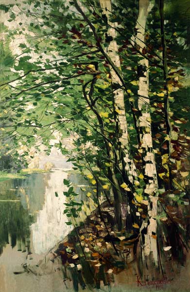 birches at the river à Karl Hagemeister