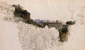 Paysage italien avec le monastère