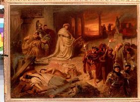 Nero sur les décombres Rome brûlant.