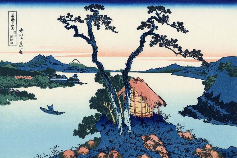 Lake Suwa in the Shinano province (from a Series "36 Views of Mount Fuji") à Katsushika Hokusai