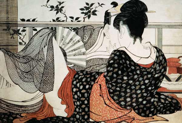Amants tirés du 'Poême de l'oreiller" ('Uta makura') à Kitagawa  Utamaro