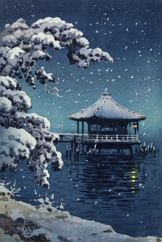 Floating Pavilion at Katada in the snow, 1934 à Koitsu Tsuchiya