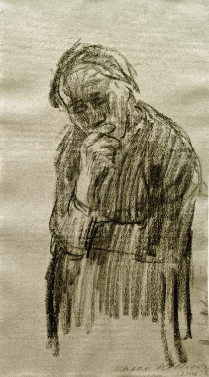 Standing woman, her head supported on her right hand à Käthe Kollwitz