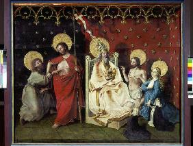 Le Christ et Thomas sceptique, ainsi que Marie devant père de dieu d'ailes droites d'un triptyques