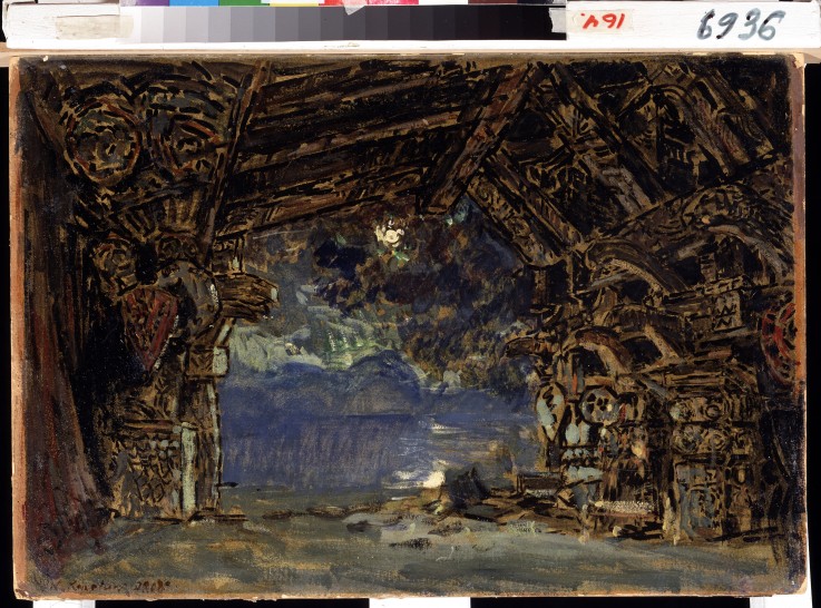 Stage design for the opera The Twilight of the Gods by R. Wagner à Konstantin Alexejewitsch Korowin