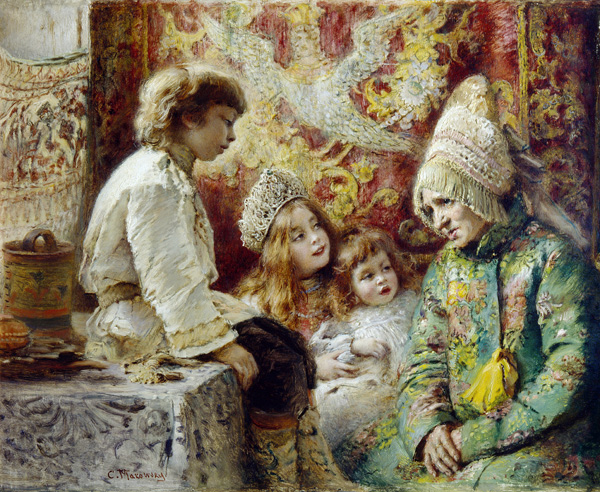 Grandma with Kids (Grandmother's Fairy Tale) à Konstantin Jegorowitsch Makowski