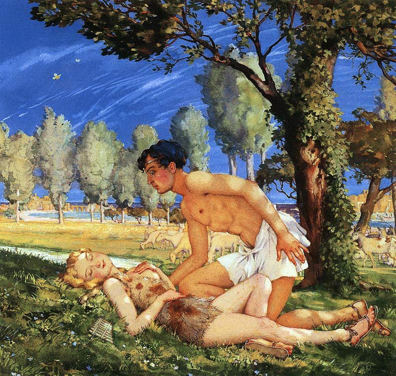 Illustration for the novel Daphnis and Chloe by Longus à Konstantin Somow