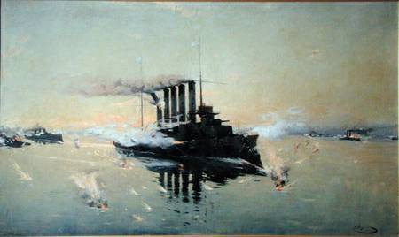 Cruiser 'Askold' fighting on July 28th 1904 in the Yellow Sea à Konstantin Veshchilov