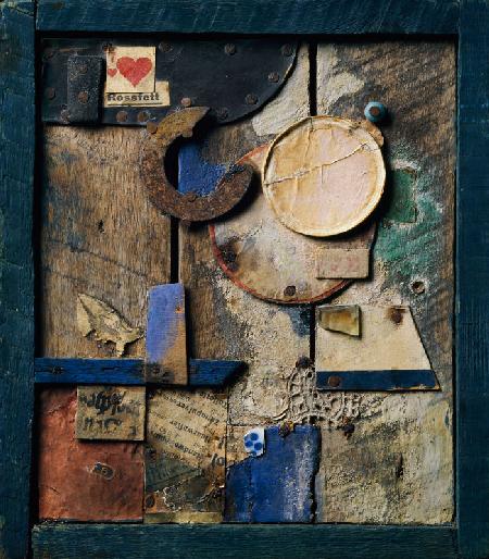 Merzbild Rossfett, 1918-1919, by Kurt Schwitters (1887-1948), assemblage, 20x17 cm. Germany, 20th ce