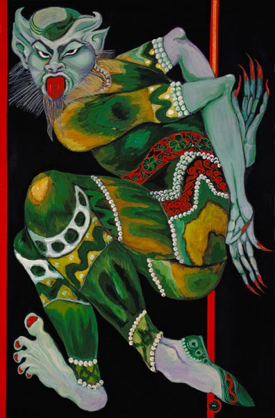 The Devil, after Bakst (Part I), 1992 (acrylic on canvas) (see also 279212)  à Laila  Shawa