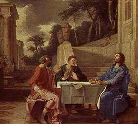 Le Christ et les disciples chez Emmaüs.