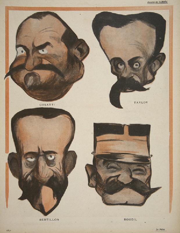 Orsatti, Taylor, Bertillon, Roudil, illustration from Lassiette au Beurre: La Police, 23rd May 1903  à Leal de Camara