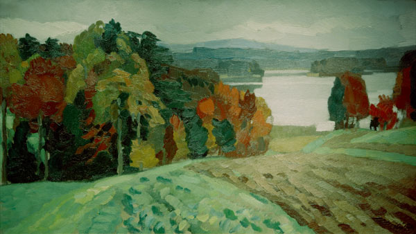 Landschaft mit See (Langbuergner à Leo Putz