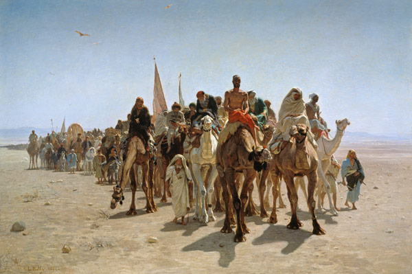 Pélerins en voyage pour la Mecque à Leon-Auguste-Adolphe Belly