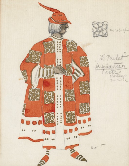 Costume design for the play "The Martyrdom of St. Sebastian" by Gabriele D'Annuzio à Leon Nikolajewitsch Bakst