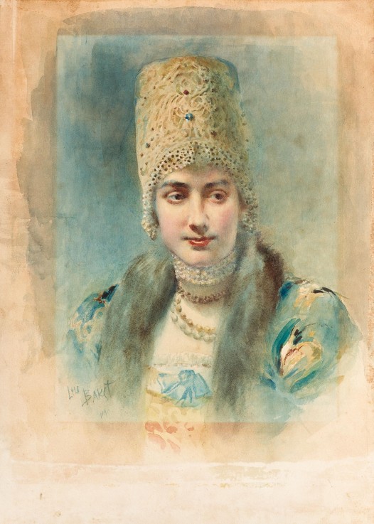 Portrait of a Girl Wearing a Kokoshnik à Leon Nikolajewitsch Bakst