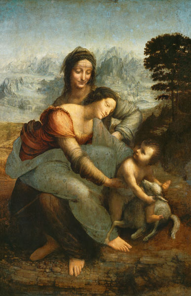 La Vierge, l’Enfant Jésus et sainte Anne (avant restauration en 2012) à Léonard de Vinci