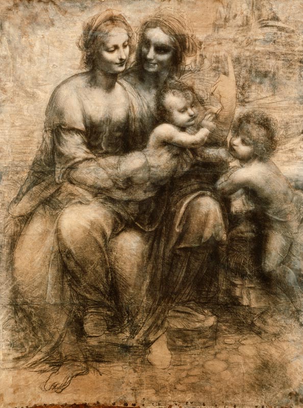 La jeune femme et enfant avec Sainte Anne et Saint John, les baptistes à Léonard de Vinci