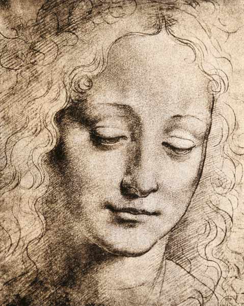 Tête d'une jeune femme à Léonard de Vinci