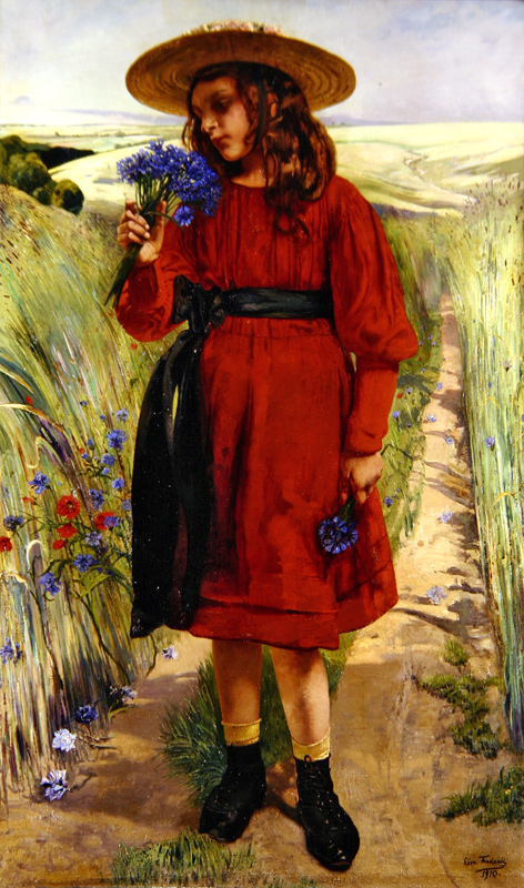 Spring or, Young Girl with Cornflowers (oil on canvas)  à Leon Henri Marie Frederic